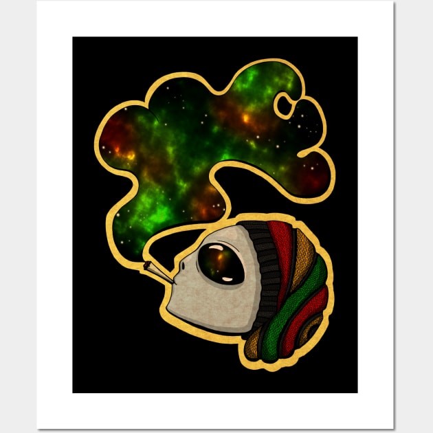 Rasta hat grey alian Wall Art by Simmerika